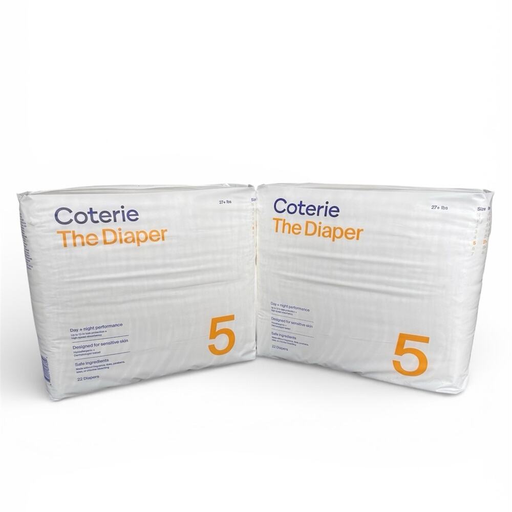 NWT Coterie The Diaper Size 5 27+ Lbs 2 Packs44 Individual Diapers Plant Based